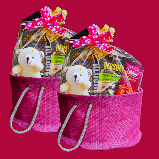 Chocolate Gift Basket Hamper | Valentine Teddy Bear with Chocolate Combo | Valentine Chocolate Hamper