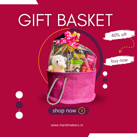 Handmakers Natural Pink Jute Gift Hamper Basket Pack of 2
