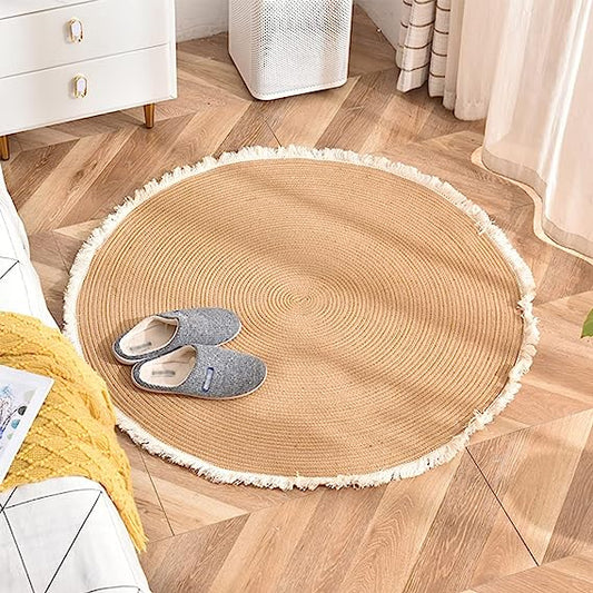 handmade beige jute rug	