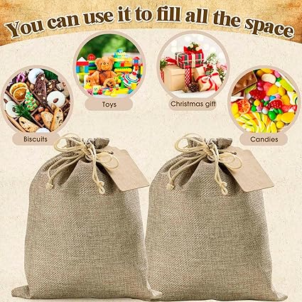 Handmakers Jute Potli Bags for Birthday Celebration , Return Gift Potlis Pack of 12 (7x9 Inch )