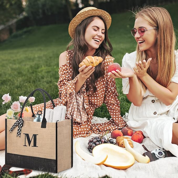 Personalized Jute Tote Bag for Women – Beach Tote with Handles | Unique Birthday & Bridesmaid Gift