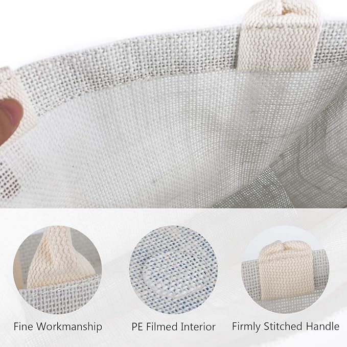 6 Pack White Jute Tote Bags with Handles – Large Reusable Burlap Gift Bags for Bridesmaids, Weddings, Shopping & Events