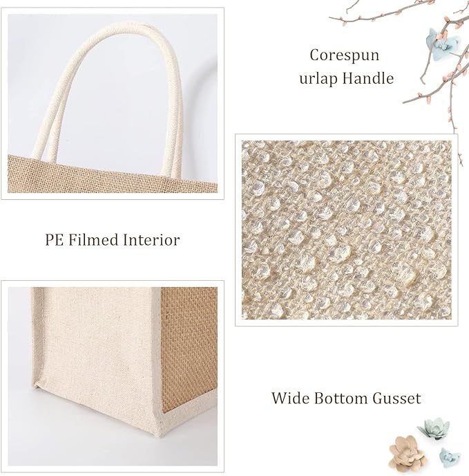 10 Pack Small Jute Gift Bags with Handles – Reusable Burlap Tote Bags for Wedding Favors, Return Gifts, Parties & DIY Hampers