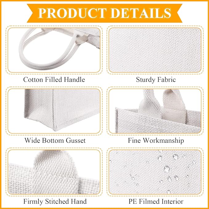 White Burlap Gift Bags with Handles – Pack of 10 by Handmakers