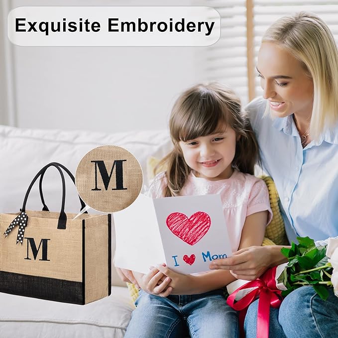 Personalized Jute Tote Bag for Women – Beach Tote with Handles | Unique Birthday & Bridesmaid Gift