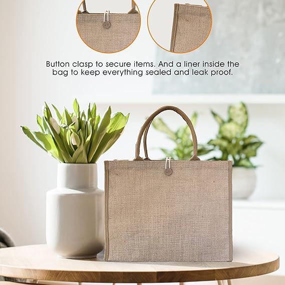Pack of 3 Custom Jute Tote Bags by Handmakers | Burlap Gift Bags with Handles for Shopping, Wedding Welcome, DIY & Reusable Grocery Use