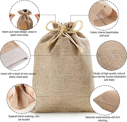 Handmakers Jute Potli Bags for Birthday Celebration , Return Gift Potlis Pack of 12 (7x9 Inch )