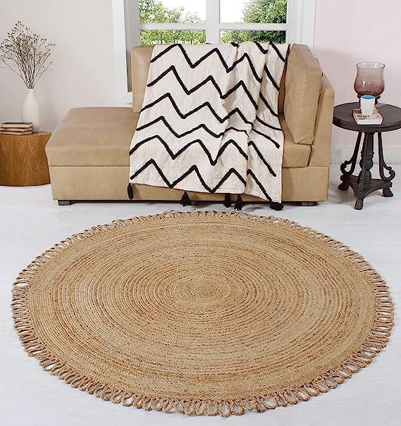 Boho Chic Handmade Round Jute Area Rug