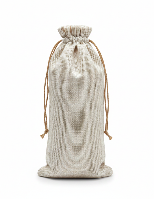 Handmakers Natural Jute Wine Bottle Bag with White Color