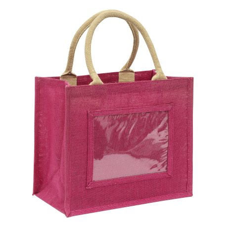 Handmakers Transparent Hot Pink Jute Bags