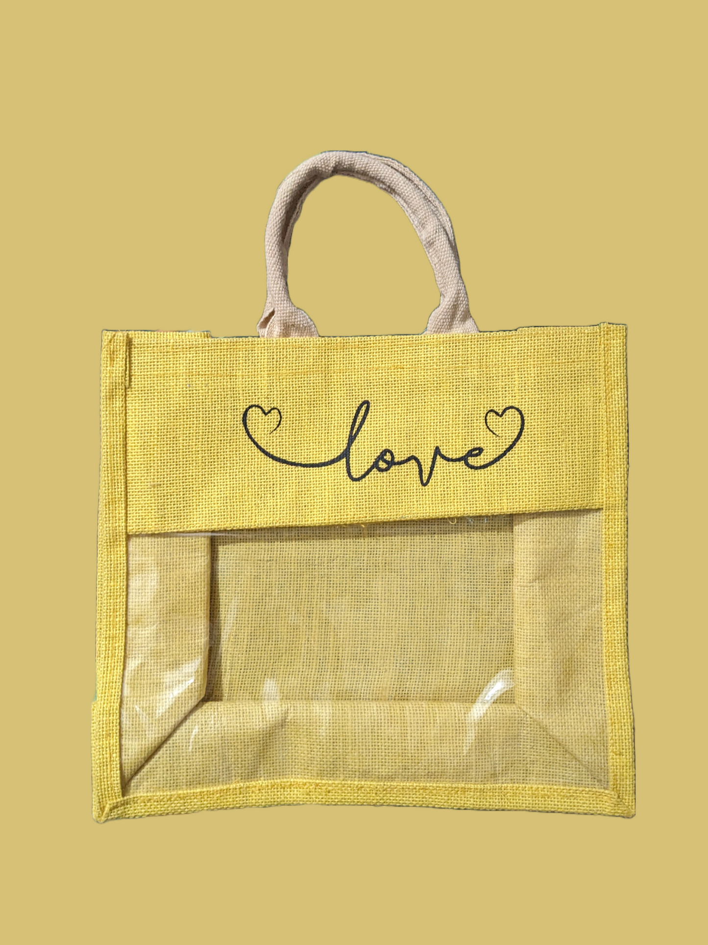 Pack of 10 Transparent Large Size Jute Bag for Returng Gifts 13X12x6 inch