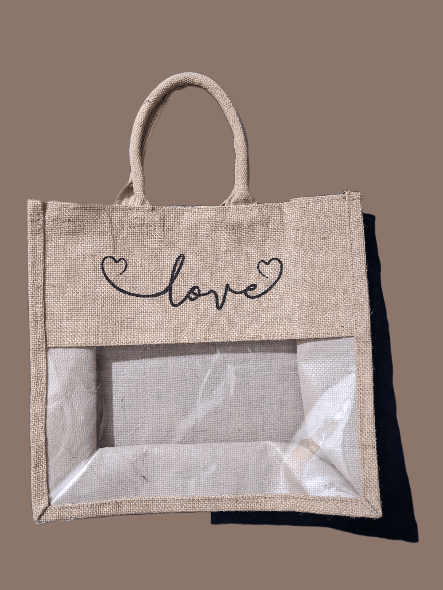 Pack of 10 Transparent Large Size Jute Bag for Returng Gifts 13X12x6 inch