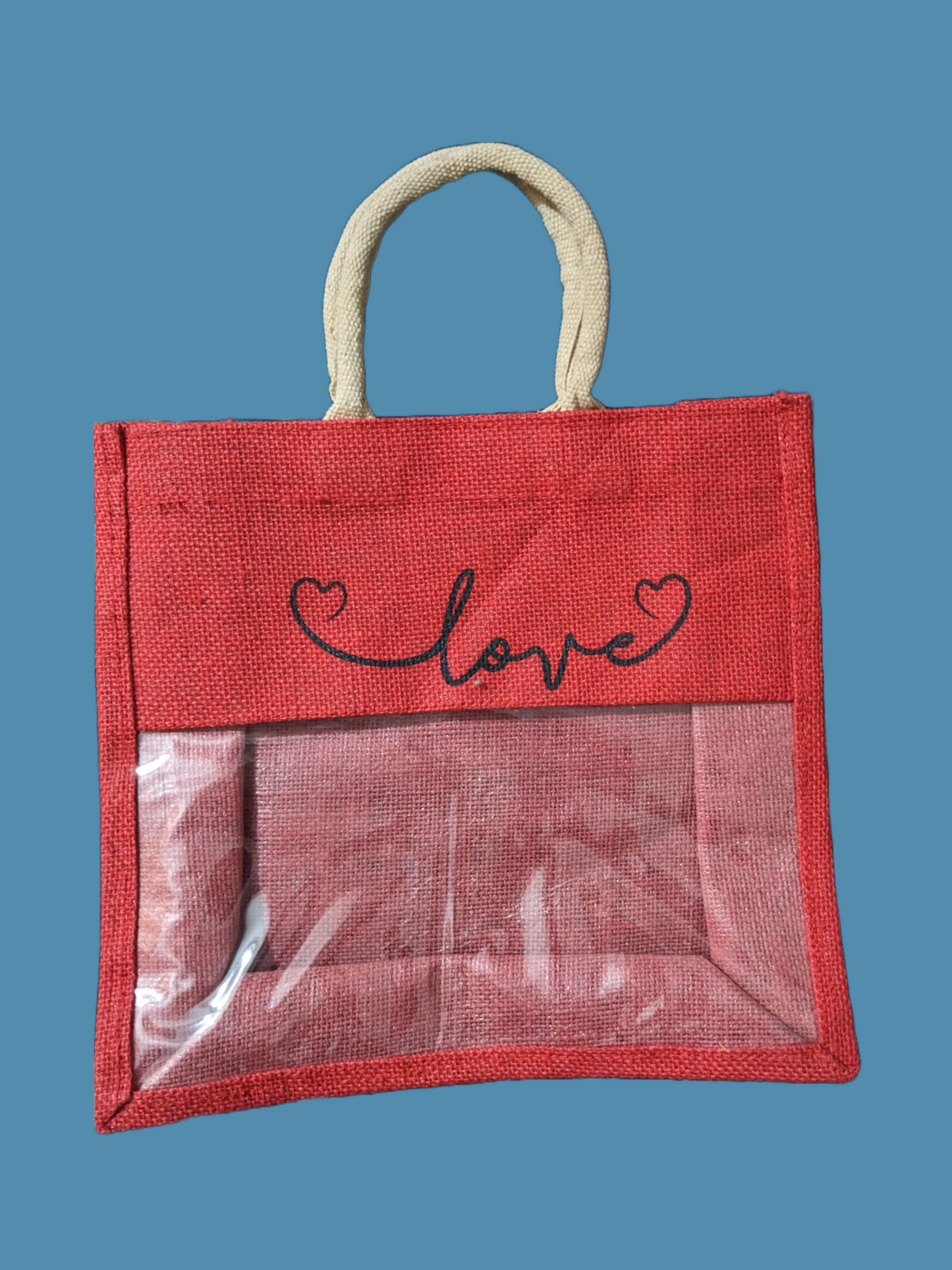 Pack of 10 Transparent Large Size Jute Bag for Returng Gifts 13X12x6 inch