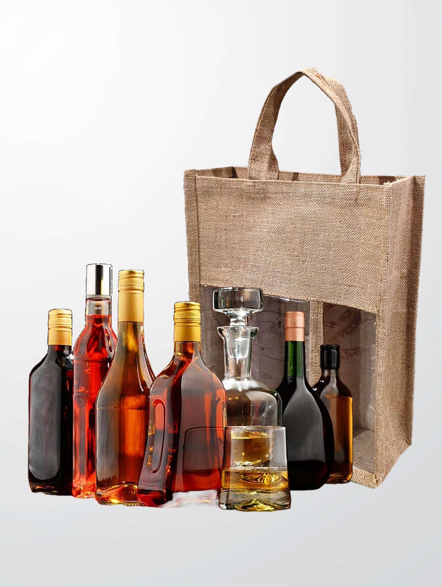 Handmakers Natural Jute Wine Bottle Bag for 3 Bottles Pack of 2