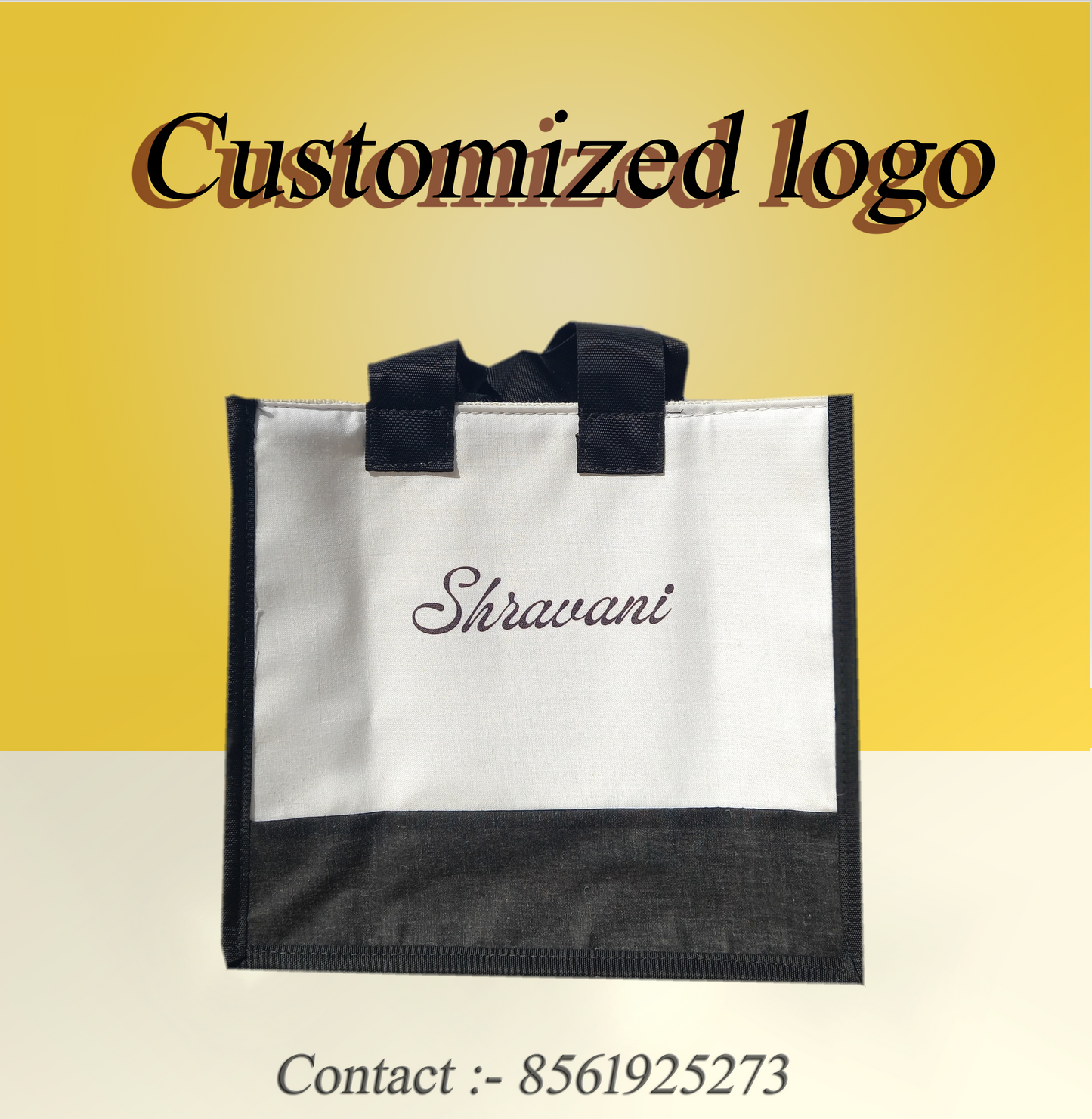 Handmakers Custom Name Print Jute Return Gift Bags 10X11X5 inc Pack of 10