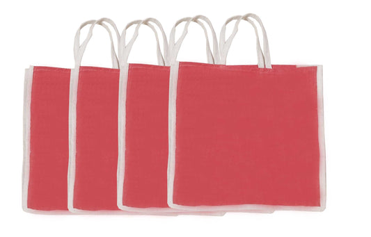 Natural handmade pure Red jute bag with Rectangular Shape (Set of 4)