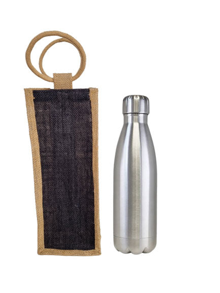 Handmaker  Jute Water Bottle Bag for  1LTR with black color  (Pack of 2)