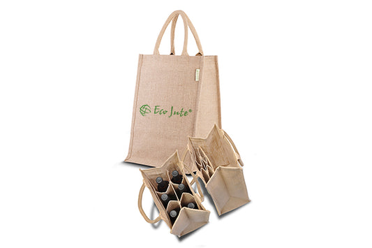 Handmakers  Natural Jute  Bottle Bag for water , Wine Pack of 2