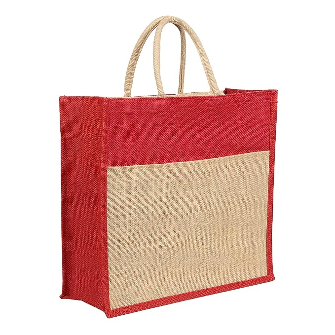 Handmakers Large Jute Grocery Bag with Zip & Strong Handles