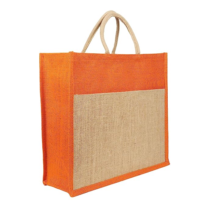 Handmakers Large Jute Grocery Bag with Zip & Strong Handles