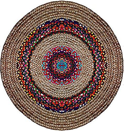 Handwoven Jute & Cotton area rug multicolore