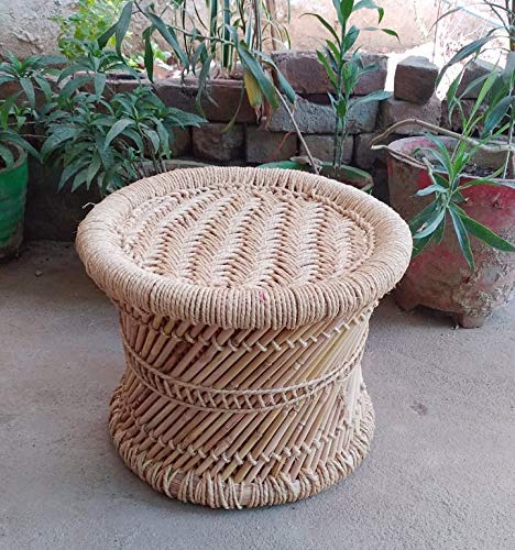 Handmakers Natural Bamboo mudda chair  for Balcony, Garden