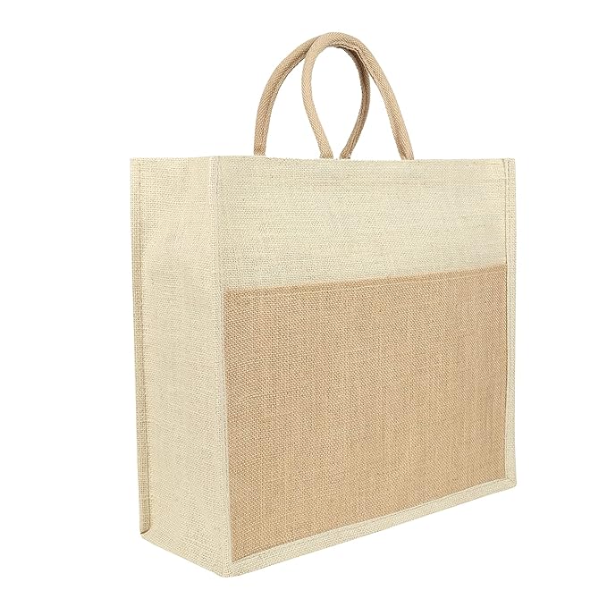 Handmakers Large Jute Grocery Bag with Zip & Strong Handles