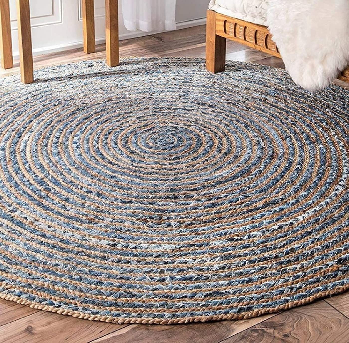 Handcrafted Jute rug showcasing a unique blend