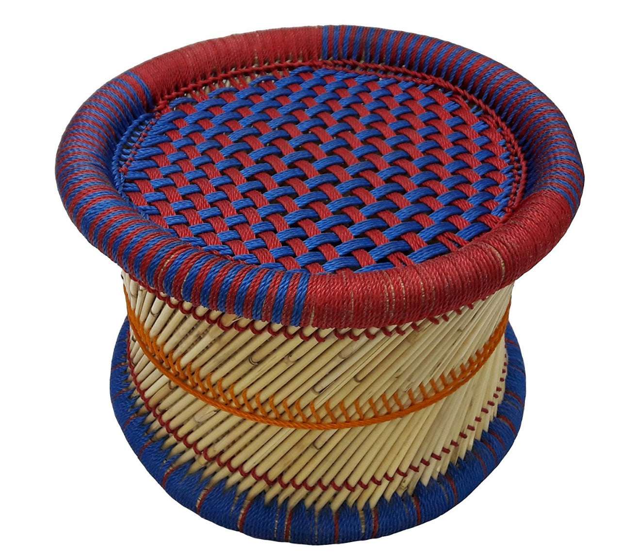 Blue & Red Weaving Mudda stool