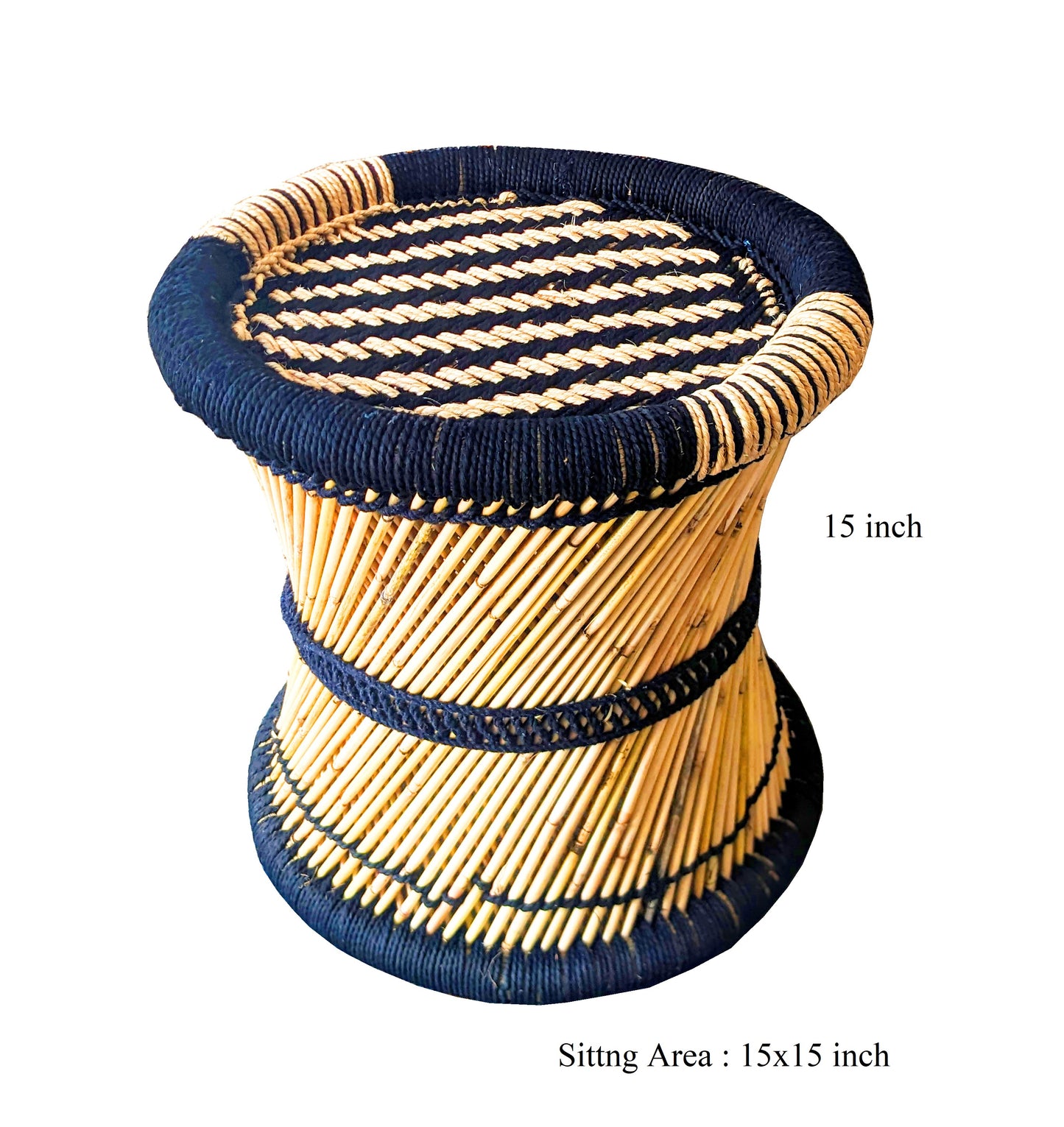 Handmakers Black & Beige Bamboo Chair for Decor