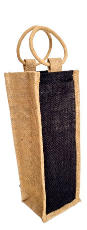 Handmaker  Jute Water Bottle Bag for  1LTR with black color  (Pack of 2)