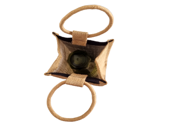 Handmaker  Jute Water Bottle Bag for  1LTR with black color  (Pack of 2)