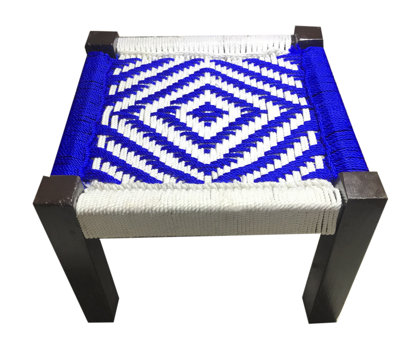 Wooden Stool Chowki Design With Blue and White  (Pidha)