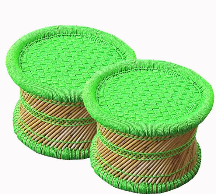Green Bamboo Mudda Stool With Combo Pack