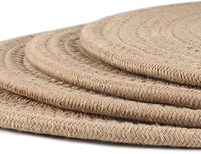 Handmakes Natural Beige Hamp dining Table Placemats for (Set of 6)