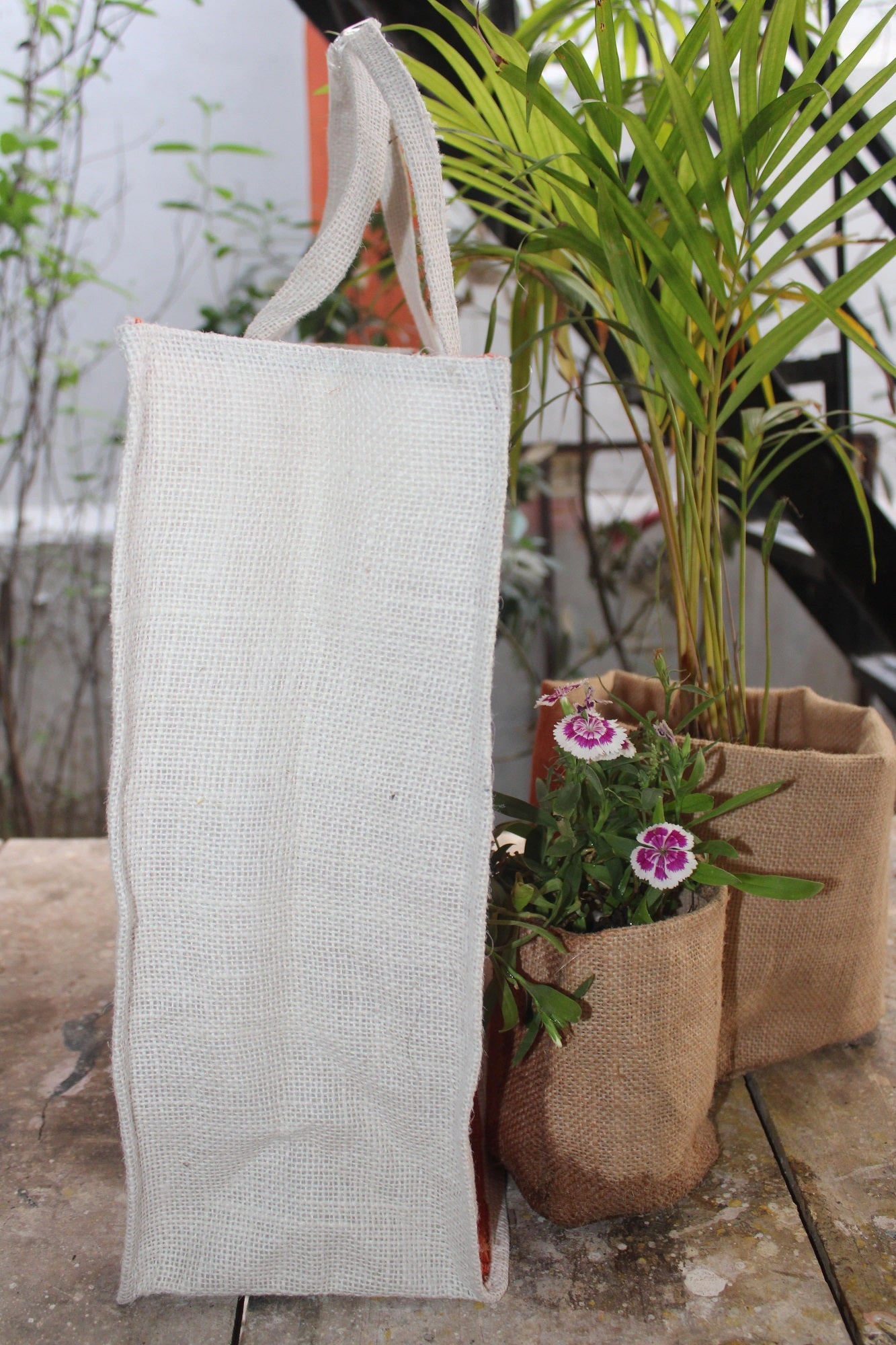 Natural handmade pure Orange jute bag with Rectangular Shape (Set of 4)