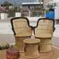 Black Bamboo Chair With Beige Bamboo Mudda Stool ( Set of 2 + 1)