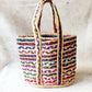 Handmakers Jute Woven Handbags with Multicolor Strips