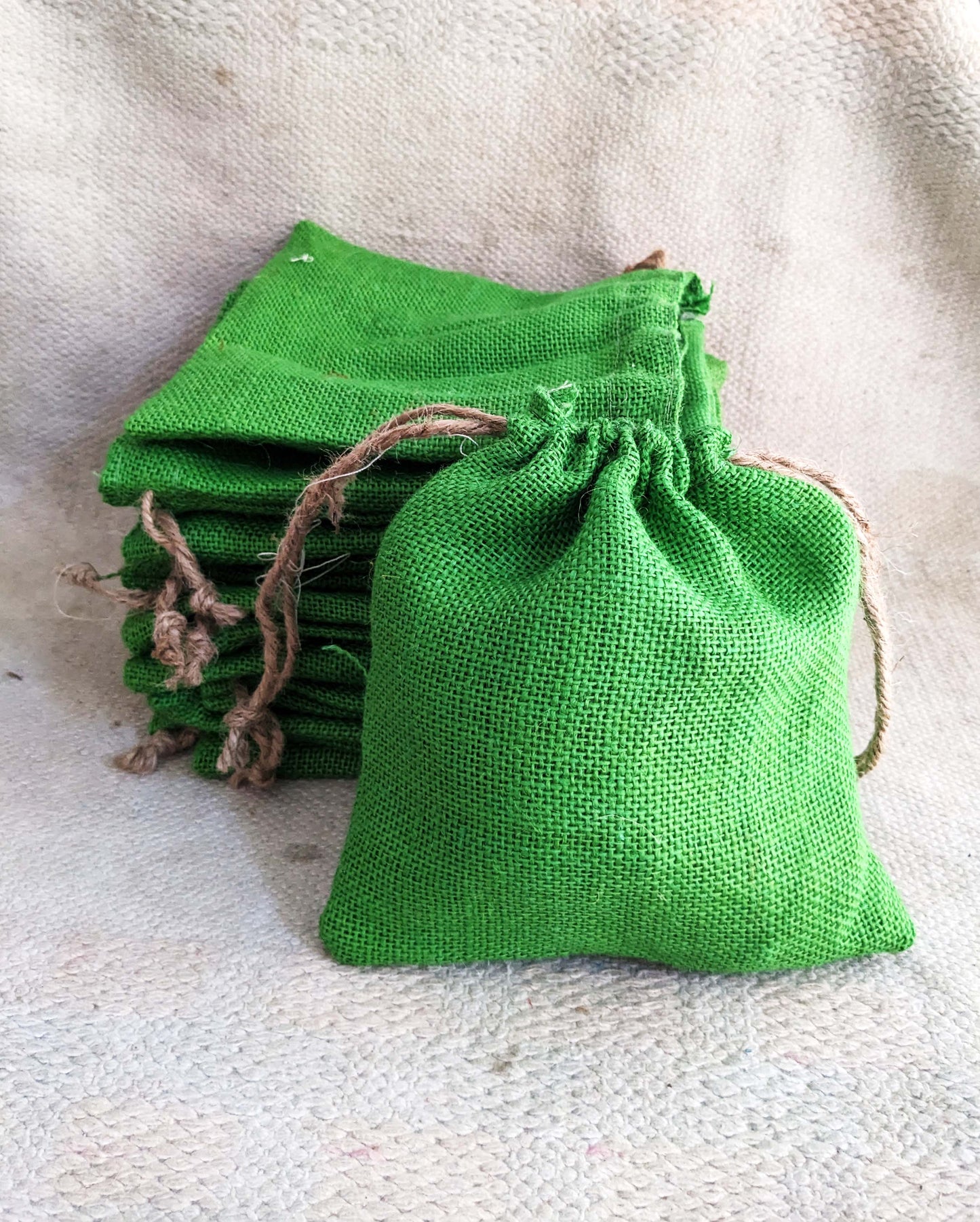 Handmakes Natural Pure Green Jute Gift Potli Bags 7X8 Gift Pouches