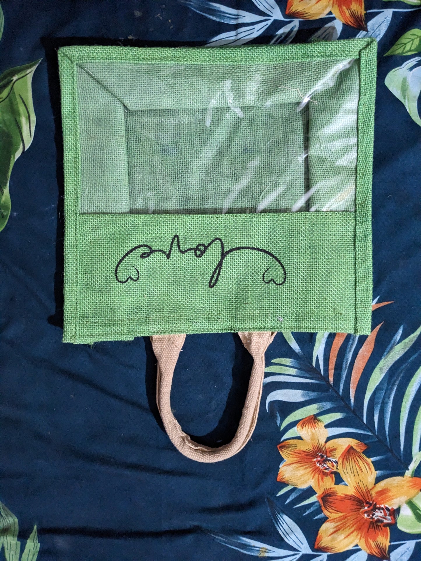 Pack of 10 Transparent Large Size Jute Bag for Returng Gifts 13X12x6 inch