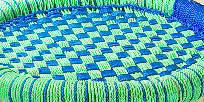 Handmakers Green Blue Bamboo mudda stool for in door out door furniture