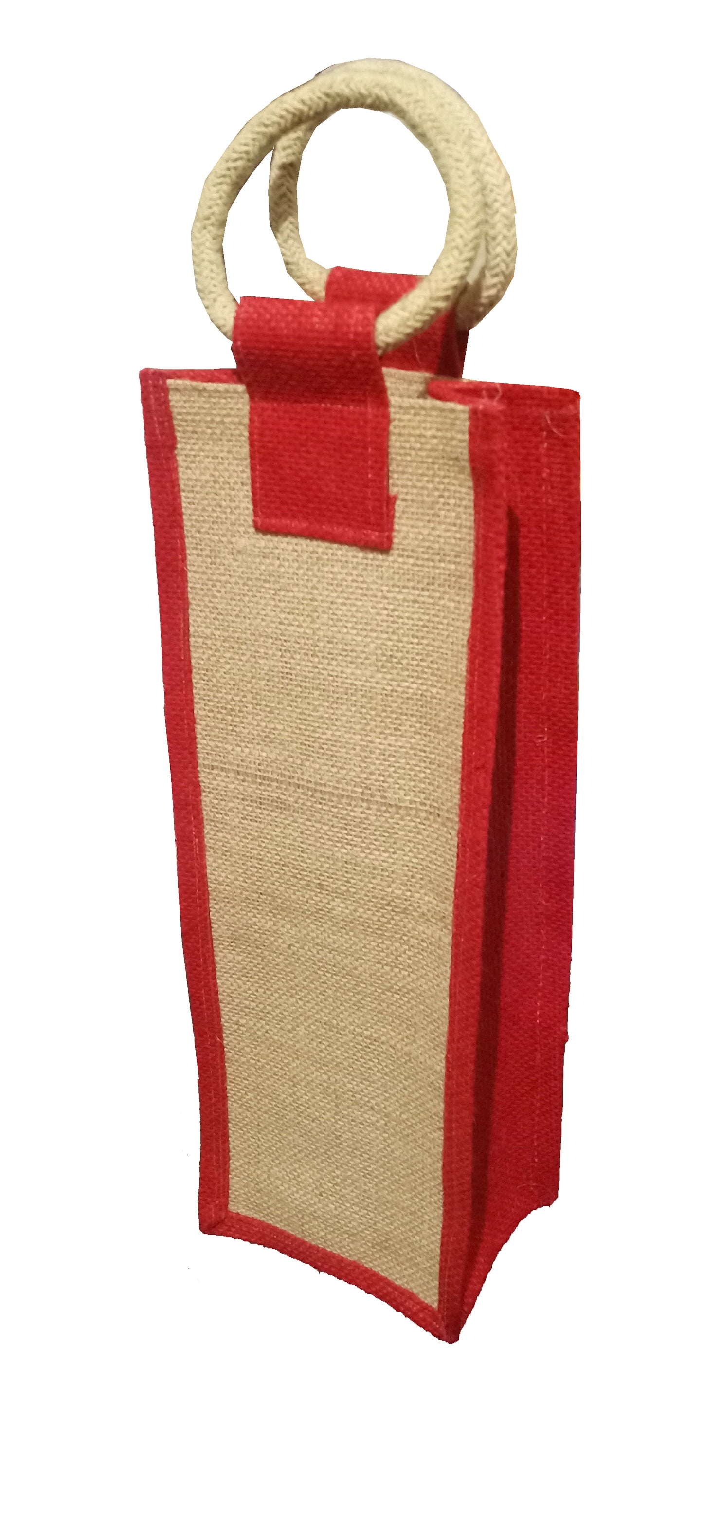 Handmakers Red and Beige jute water bottle bag Pack of 2