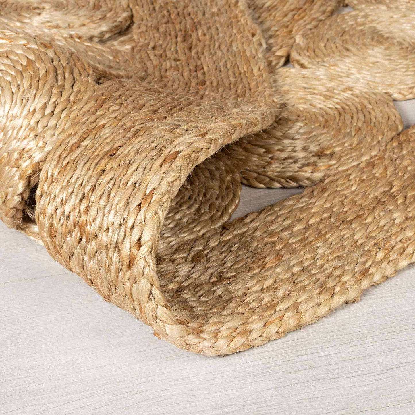 Pure Golden Jute Braided Indoor Rug - 90 CM