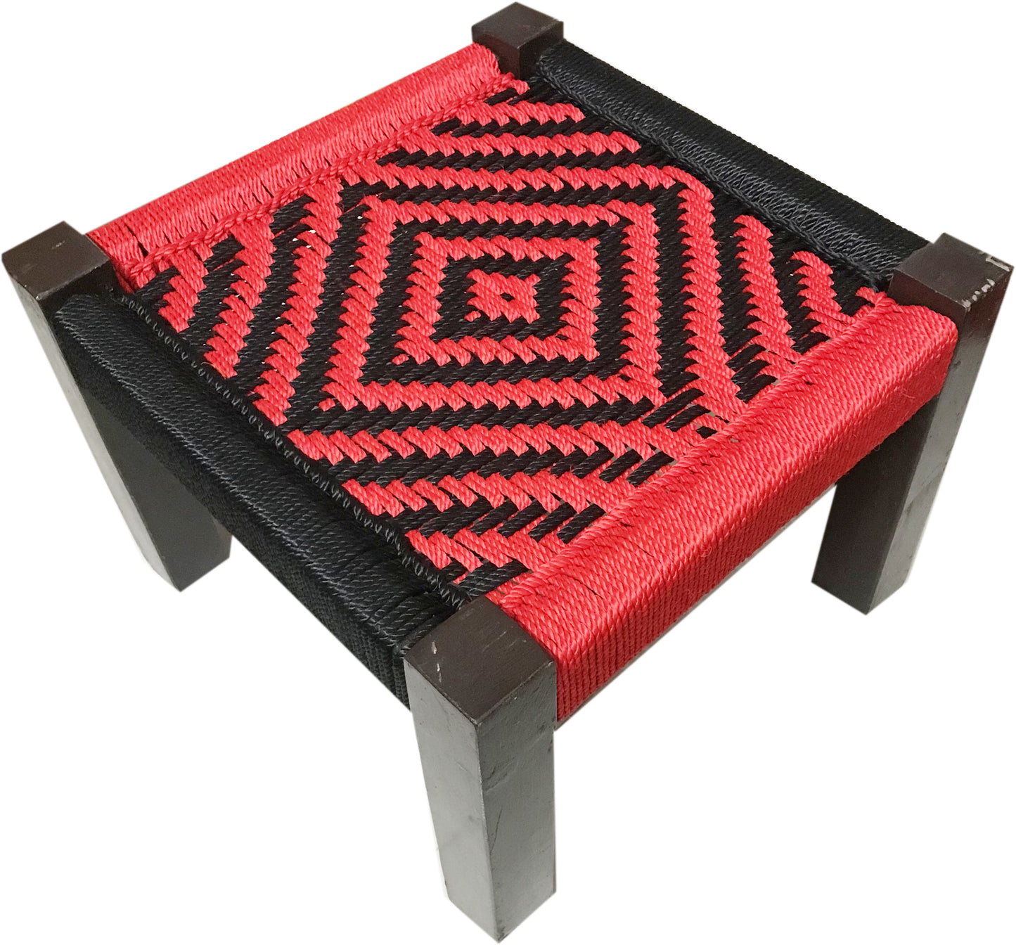 Handmakers  Black and Red Wooden Weaving Chowki