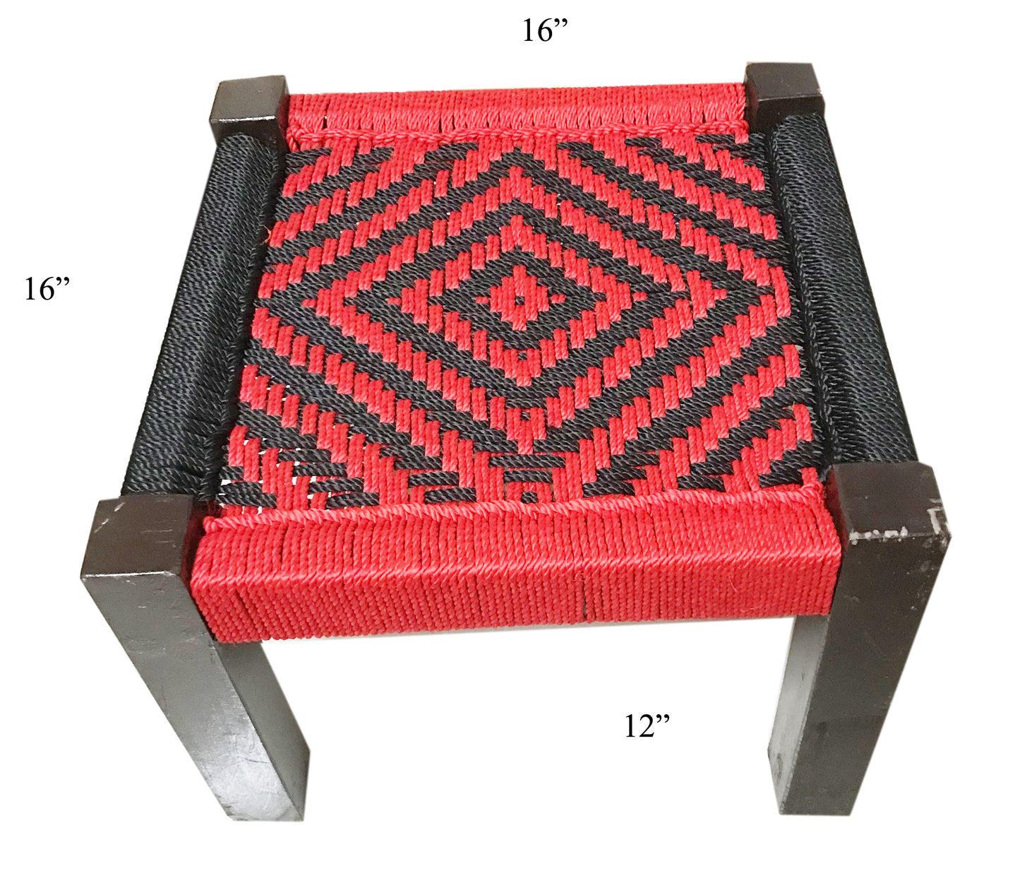 Handmakers  Black and Red Wooden Weaving Chowki