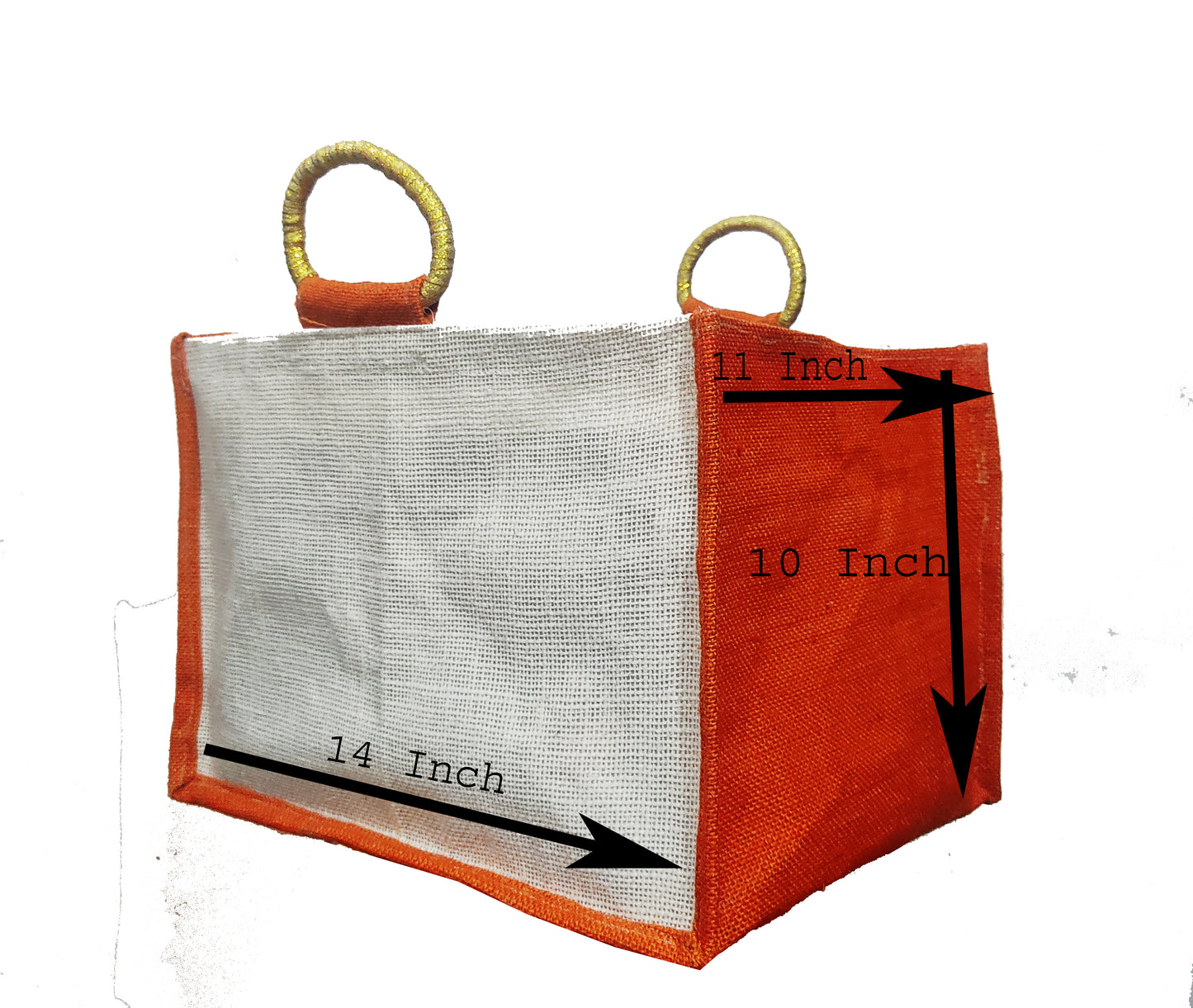 Natural Jute Bags with Orange Colors for Sweet Box ,Wedding bags (Set of 2)