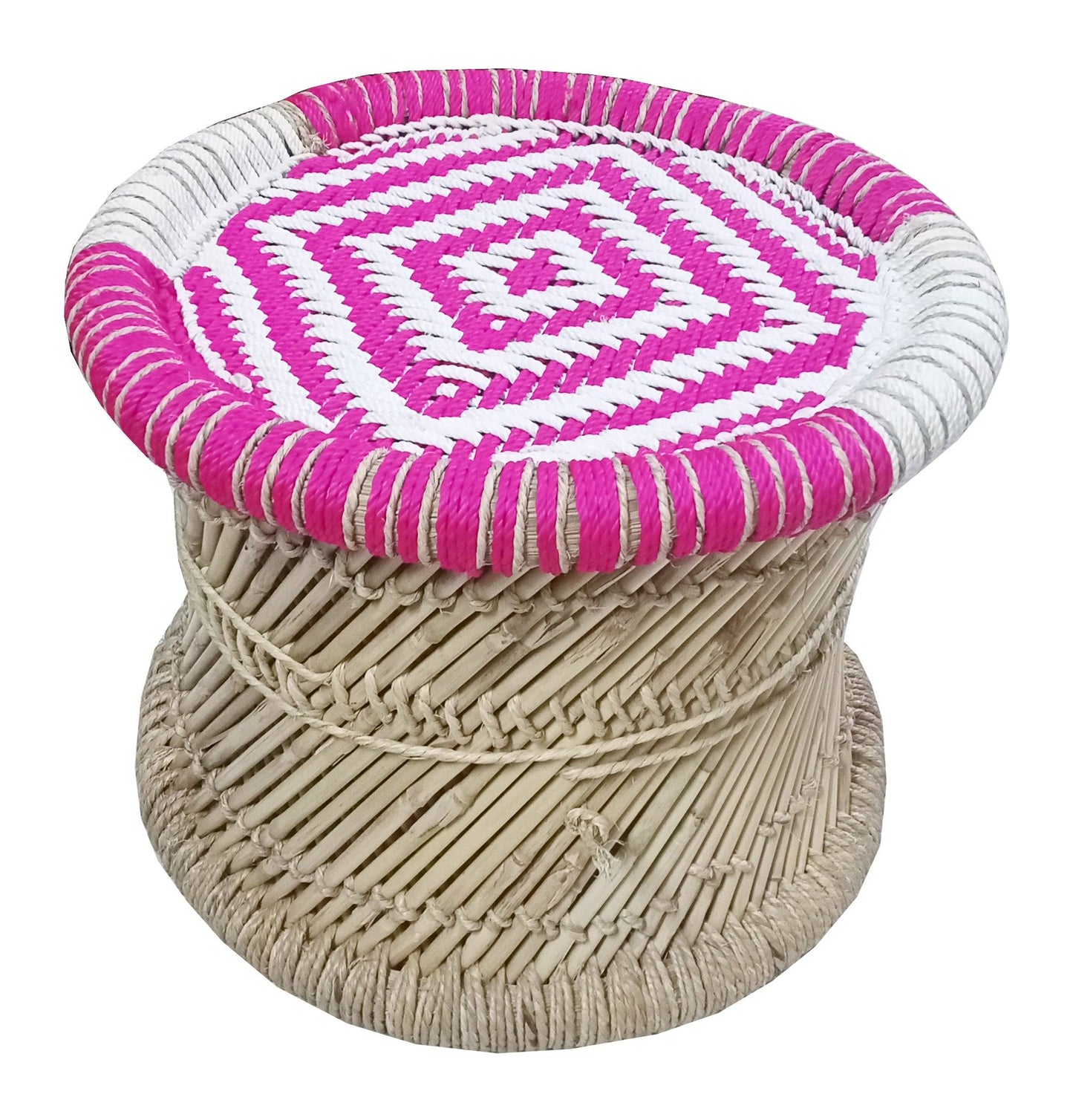 White & Pink Bamboo Weaving Mudda