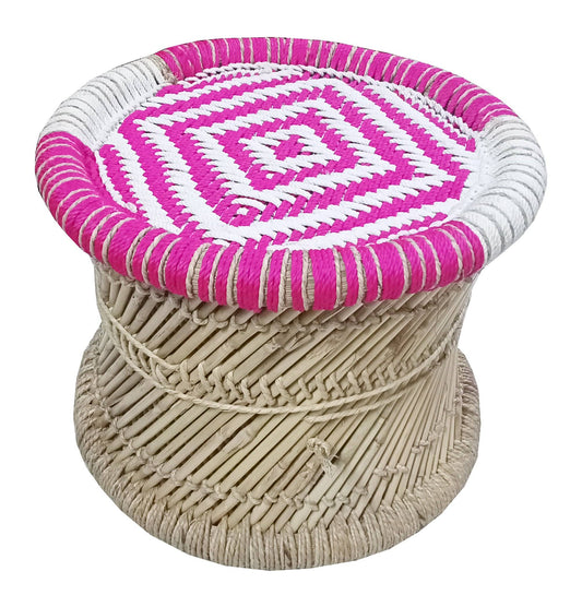 White & Pink Bamboo Weaving Mudda