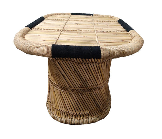 Handmakers | Natural Handmade Bamboo ( Sarkanda ) Black and Beige  Tea Table