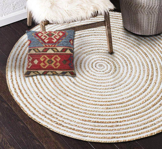 Close-up view of a handwoven jute doormat